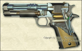 Colt 1911A1 - výkyvná hlaveň Browning